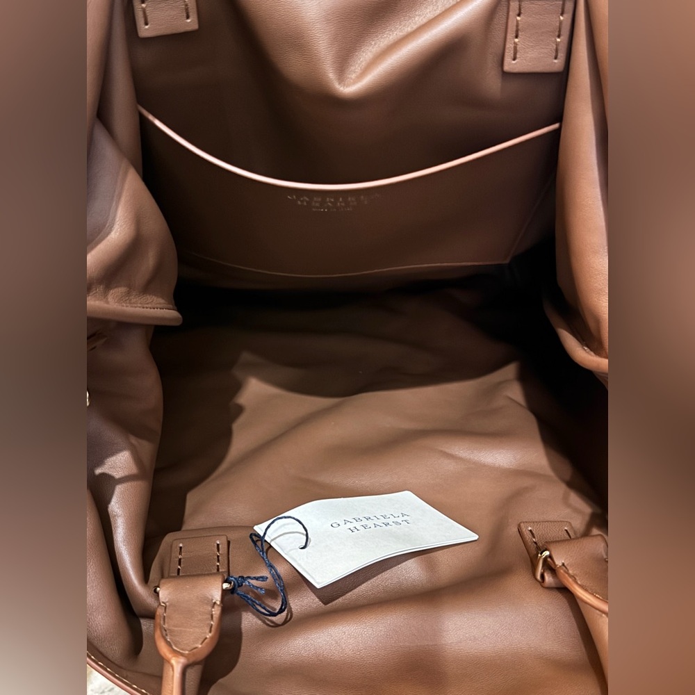 GABRIELA HEARST Tote Cognac Brown Carryon Leather Bag Shopper Crossbody Handbag - Picture 10 of 13